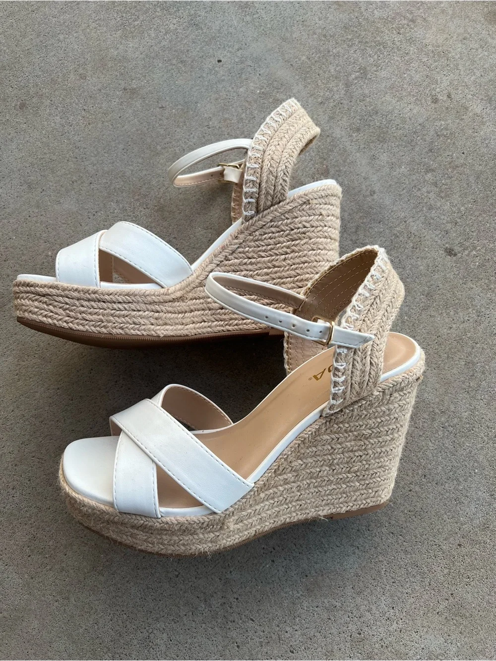 Soda White Espadrille Platform Wedge Sandals